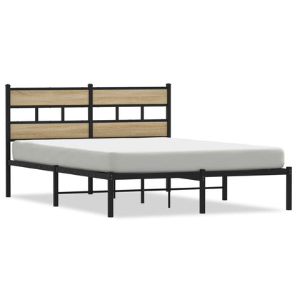 Metal Bed Frame without Mattress Sonoma Oak 150x200 cm King Size