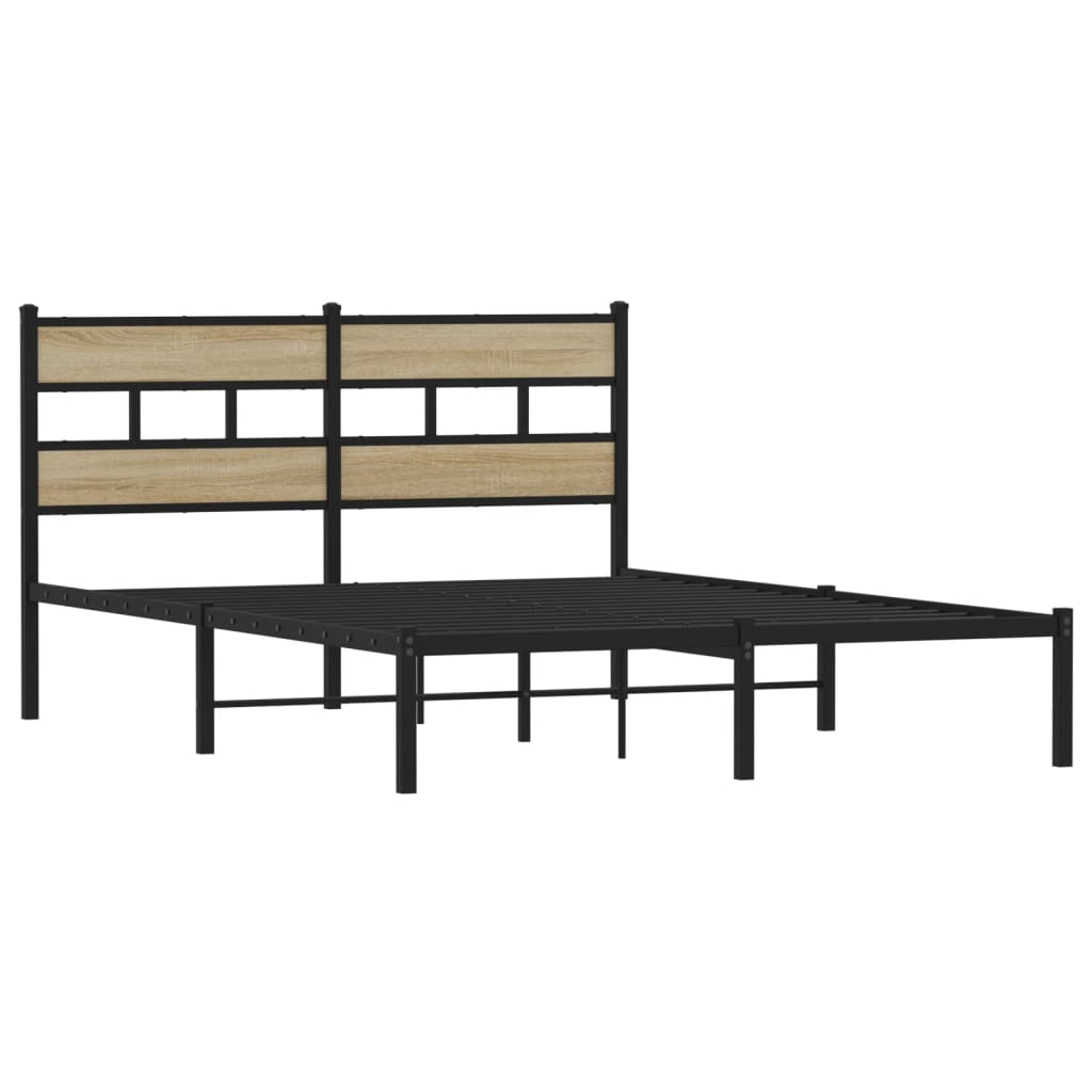 Metal Bed Frame without Mattress Sonoma Oak 150x200 cm King Size