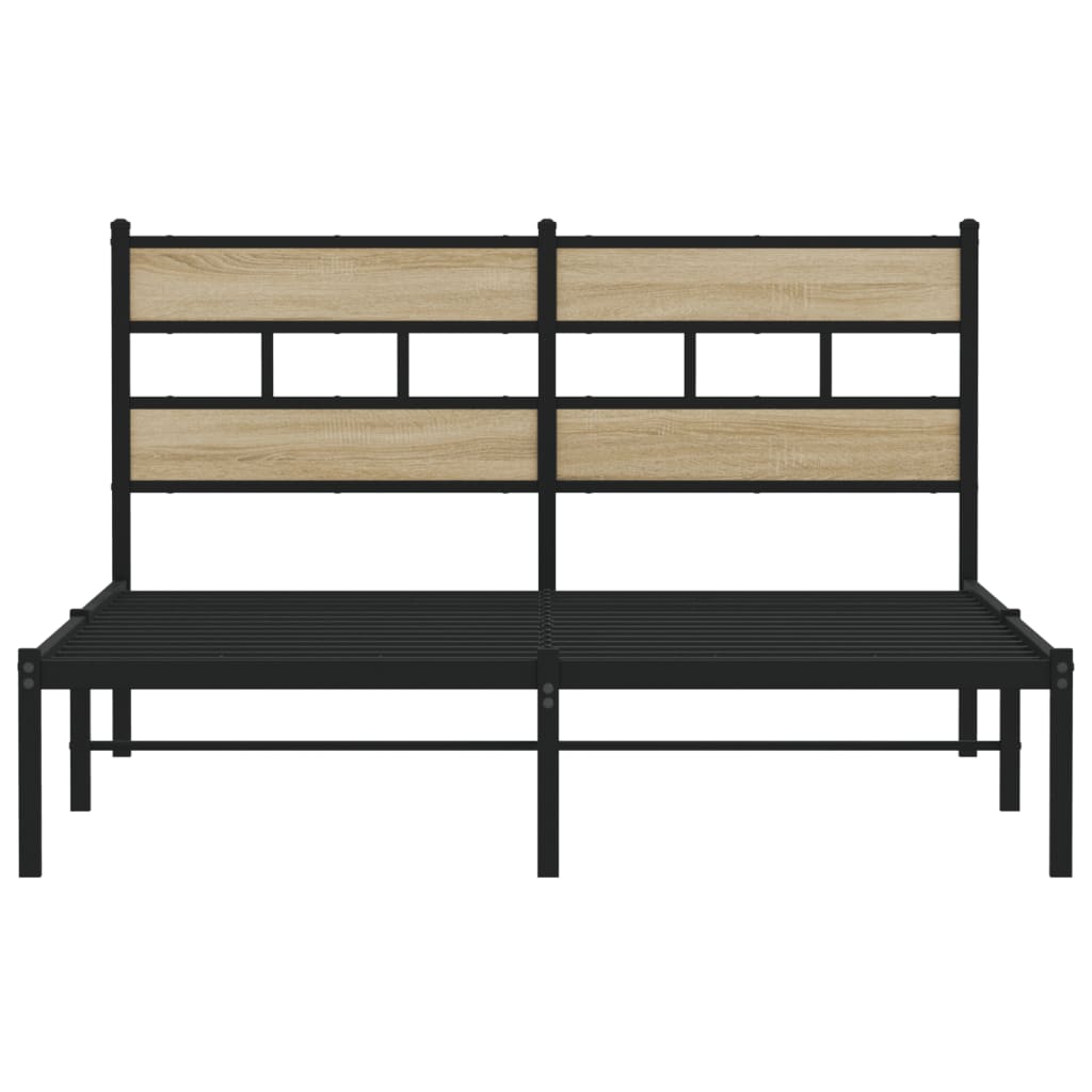 Metal Bed Frame without Mattress Sonoma Oak 150x200 cm King Size