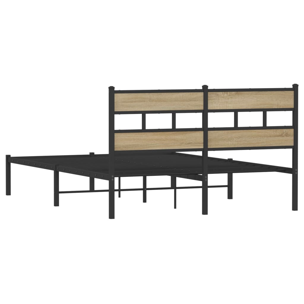 Metal Bed Frame without Mattress Sonoma Oak 150x200 cm King Size