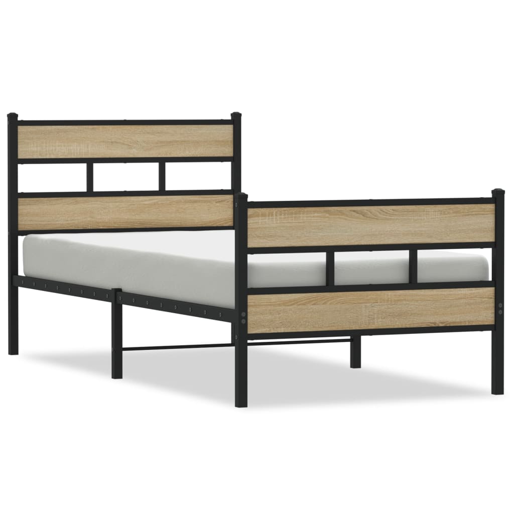 Metal Bed Frame without Mattress Sonoma Oak 80x200 cm