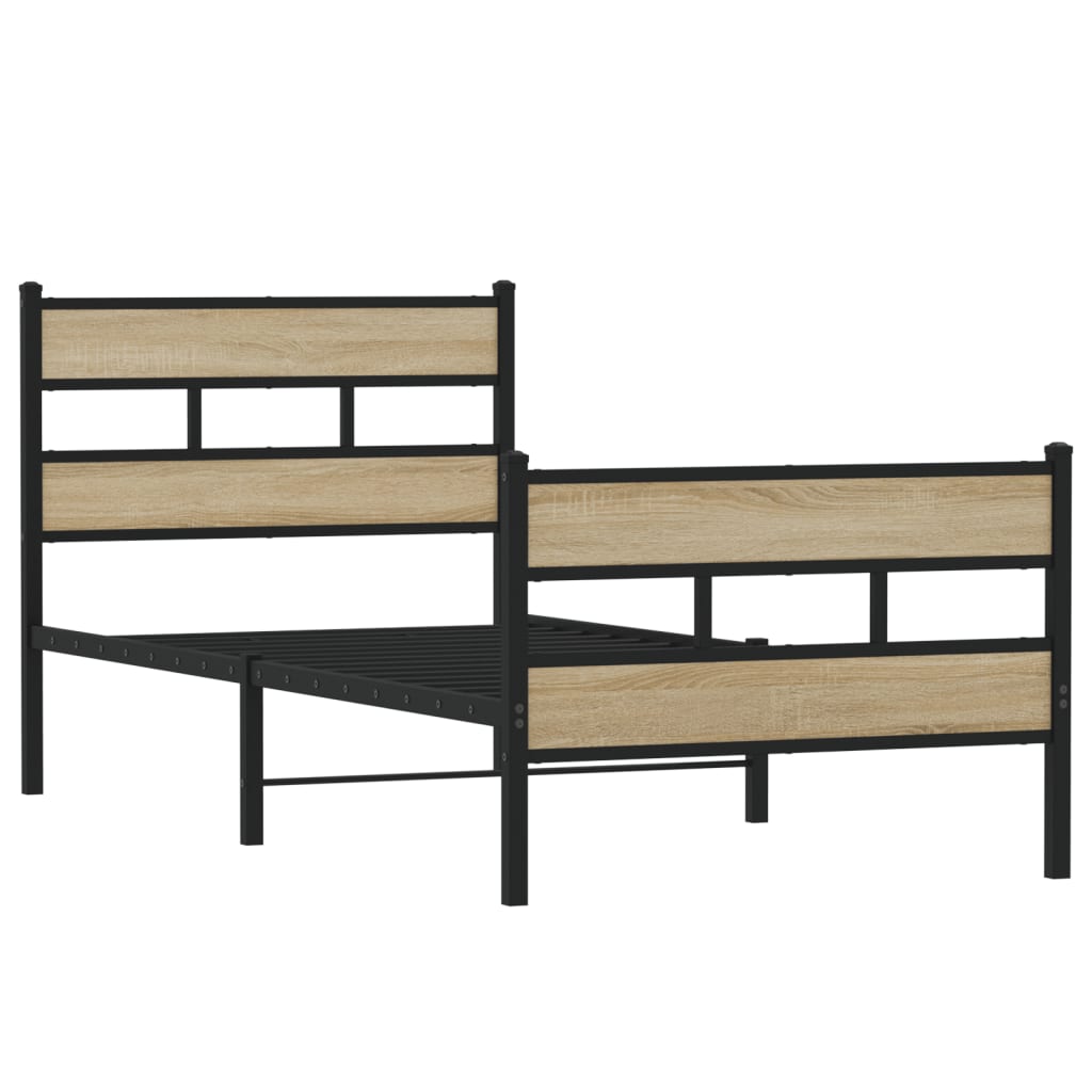 Metal Bed Frame without Mattress Sonoma Oak 80x200 cm