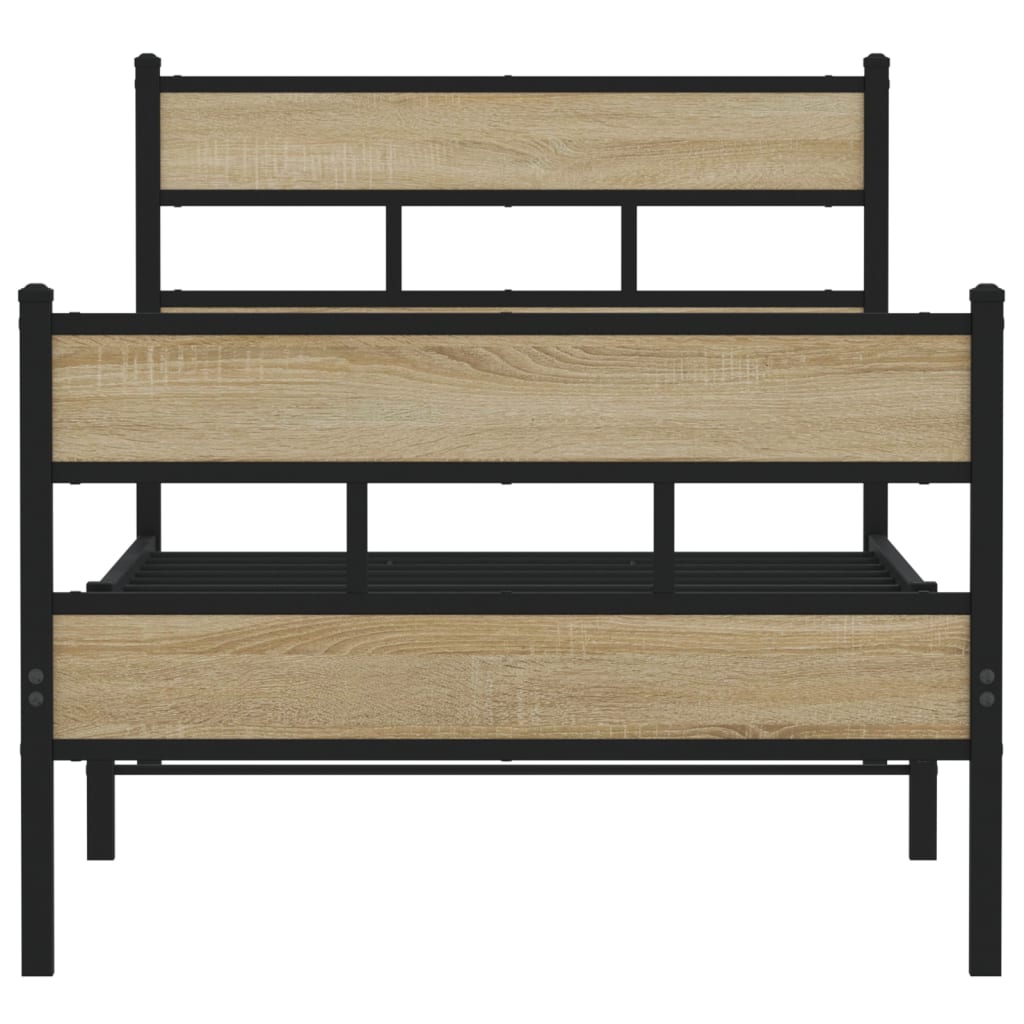 Metal Bed Frame without Mattress Sonoma Oak 80x200 cm