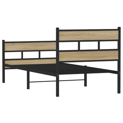 Metal Bed Frame without Mattress Sonoma Oak 80x200 cm