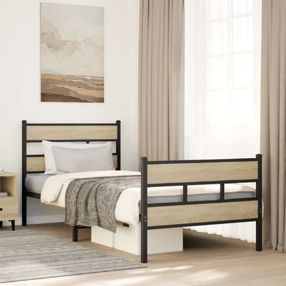 Metal Bed Frame without Mattress Sonoma Oak 80x200 cm