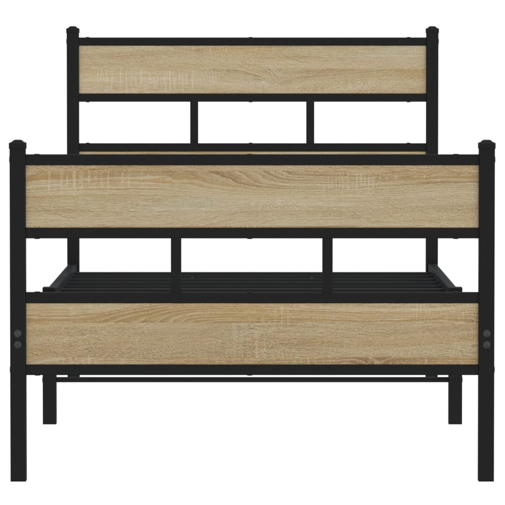 Metal Bed Frame without Mattress Sonoma Oak 90x200 cm