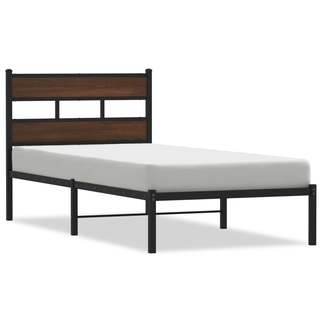 Bed Frame without Mattress with Headboard Brown Oak 90x200 cm