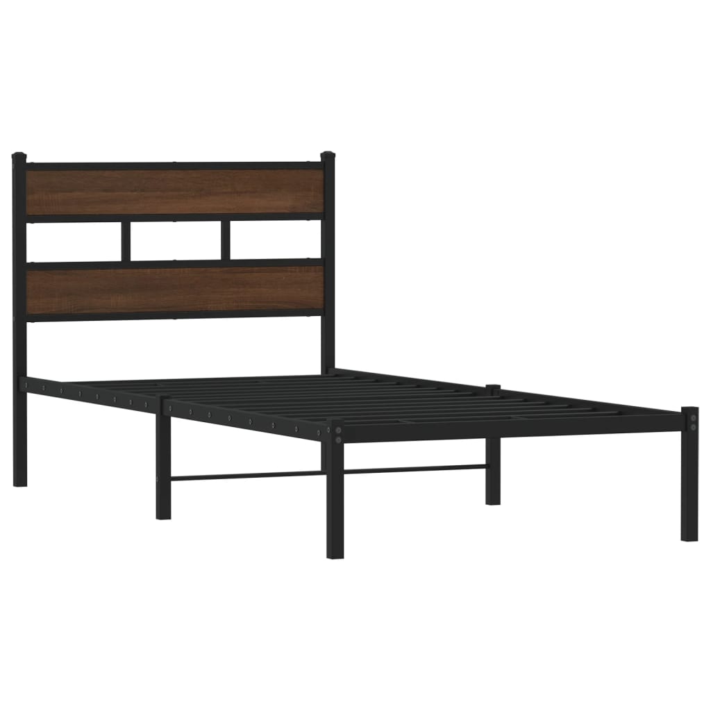 Bed Frame without Mattress with Headboard Brown Oak 90x200 cm