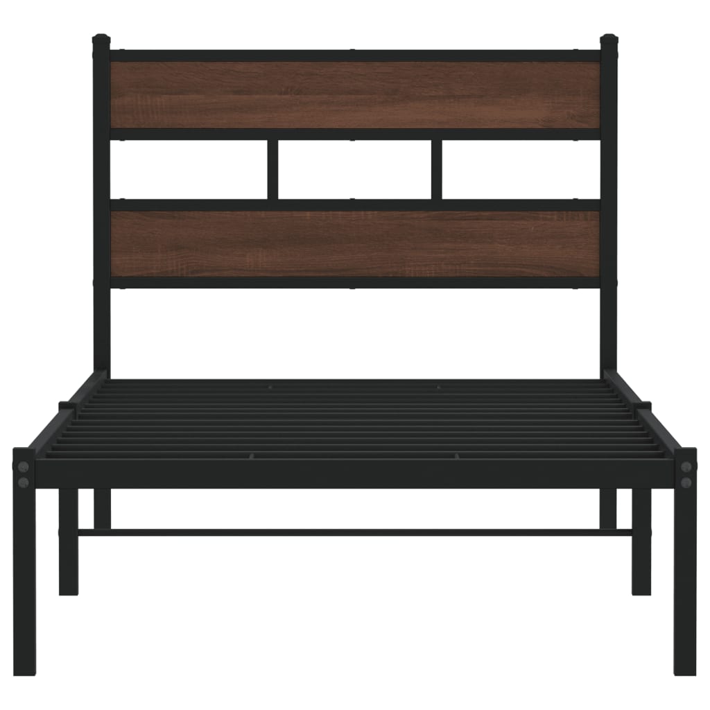 Bed Frame without Mattress with Headboard Brown Oak 90x200 cm