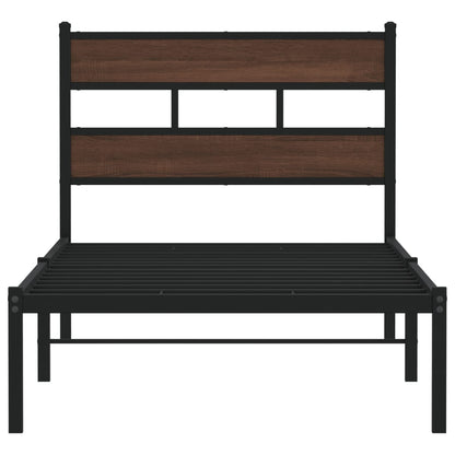 Bed Frame without Mattress with Headboard Brown Oak 90x200 cm