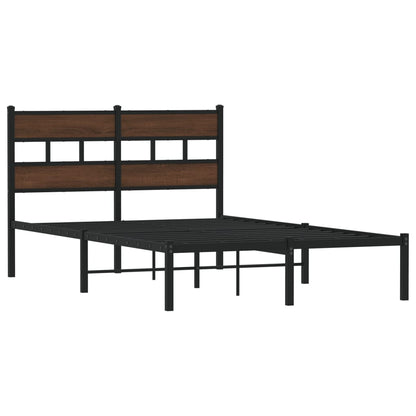 Bed Frame without Mattress with Headboard Brown Oak 120x190 cm Small Double