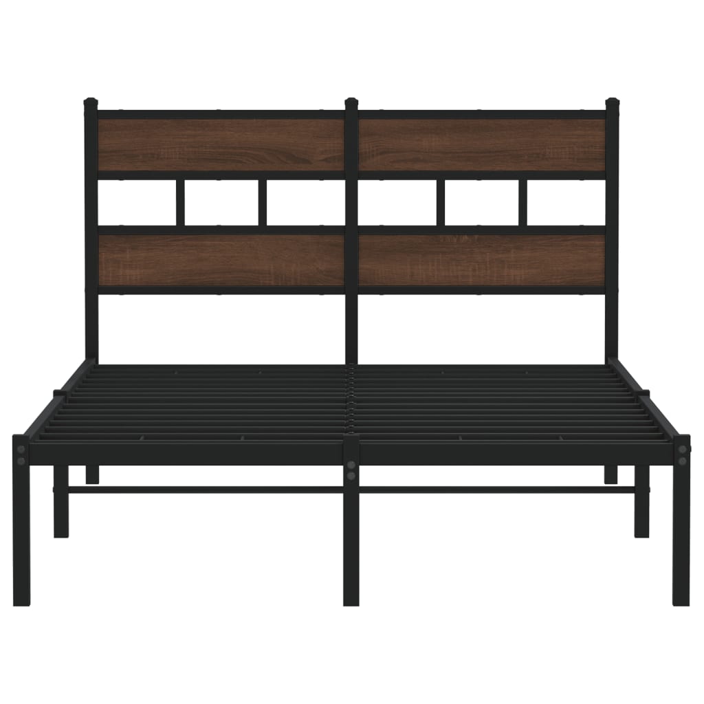 Bed Frame without Mattress with Headboard Brown Oak 120x190 cm Small Double