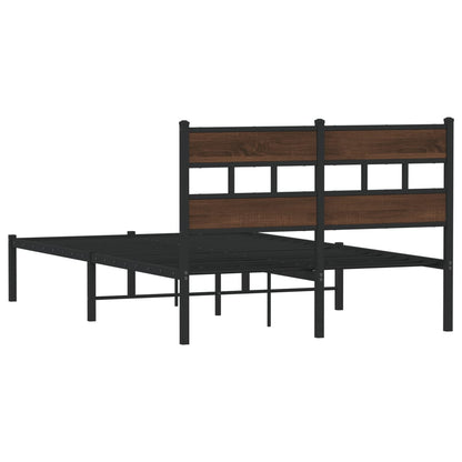 Bed Frame without Mattress with Headboard Brown Oak 120x190 cm Small Double