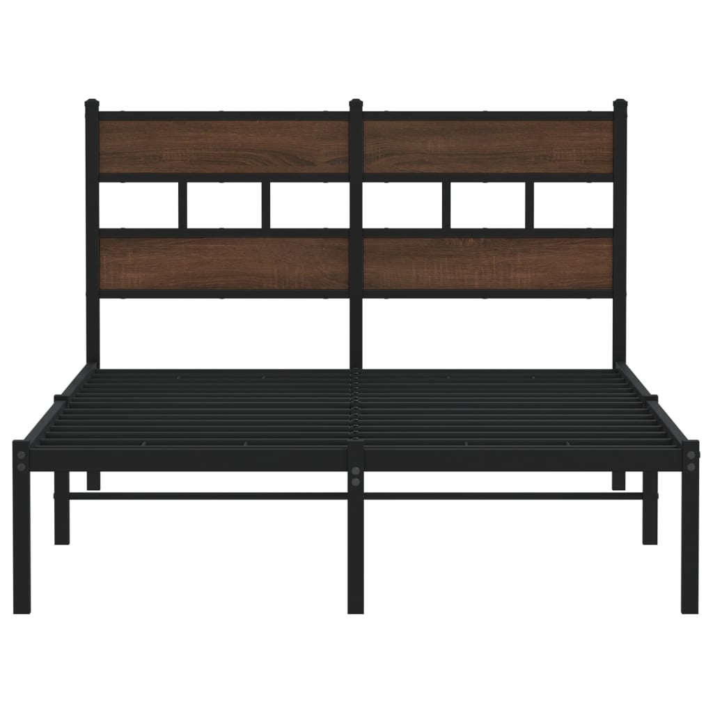 Bed Frame without Mattress with Headboard Brown Oak 120x200 cm