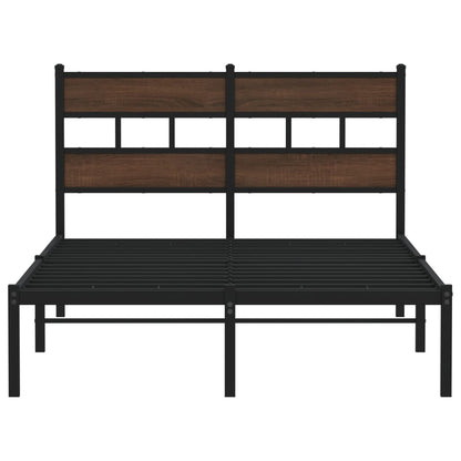 Bed Frame without Mattress with Headboard Brown Oak 120x200 cm