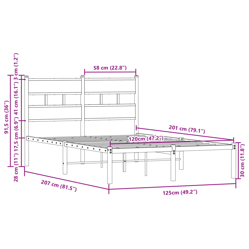 Bed Frame without Mattress with Headboard Brown Oak 120x200 cm