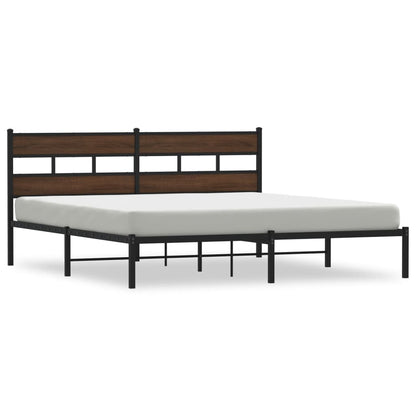 Bed Frame without Mattress with Headboard Brown Oak 190x200 cm