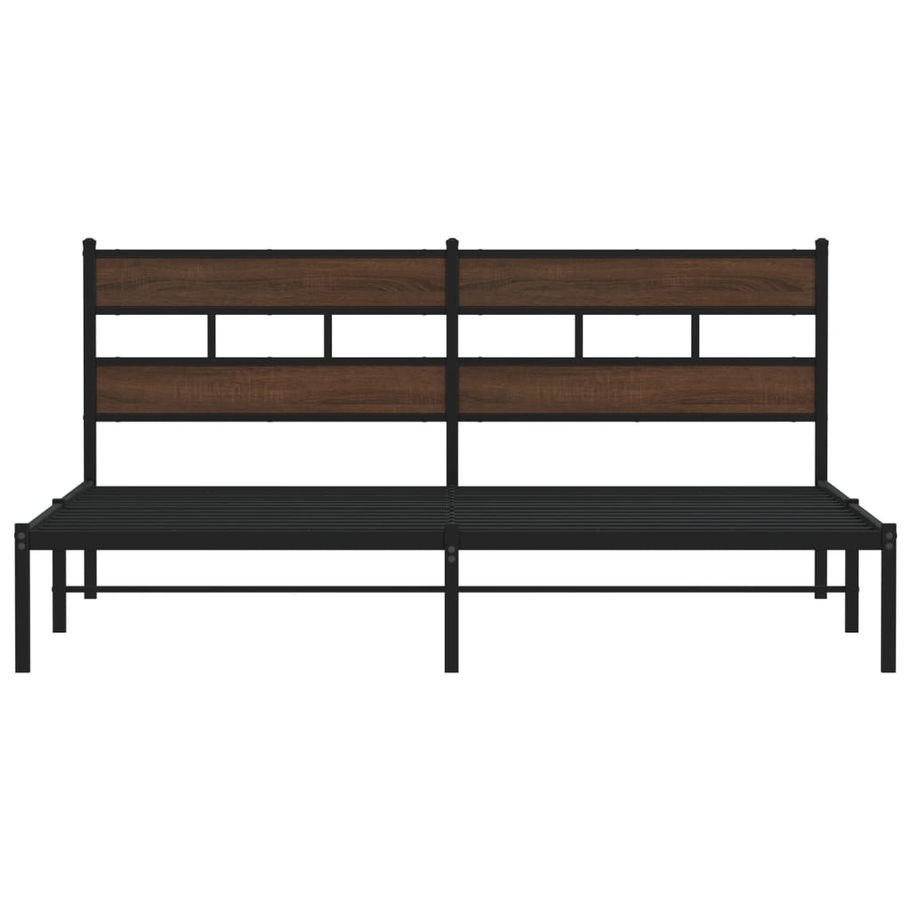 Bed Frame without Mattress with Headboard Brown Oak 190x200 cm