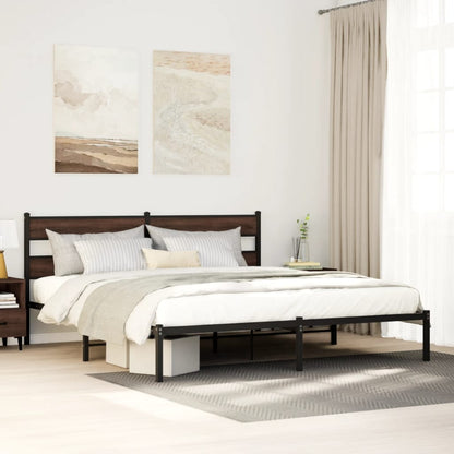 Bed Frame without Mattress with Headboard Brown Oak 190x200 cm