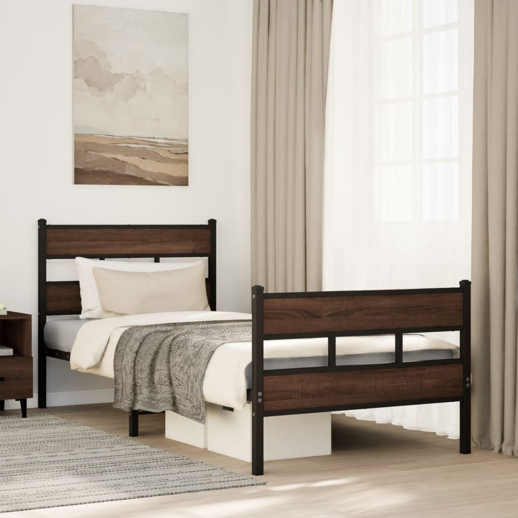 Bed Frame without Mattress with Headboard and Footboard 90x190 cm Single