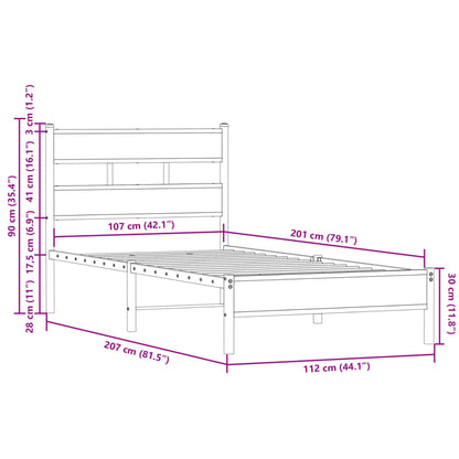 Bed Frame without Mattress with Headboard Sonoma Oak 107x203 cm