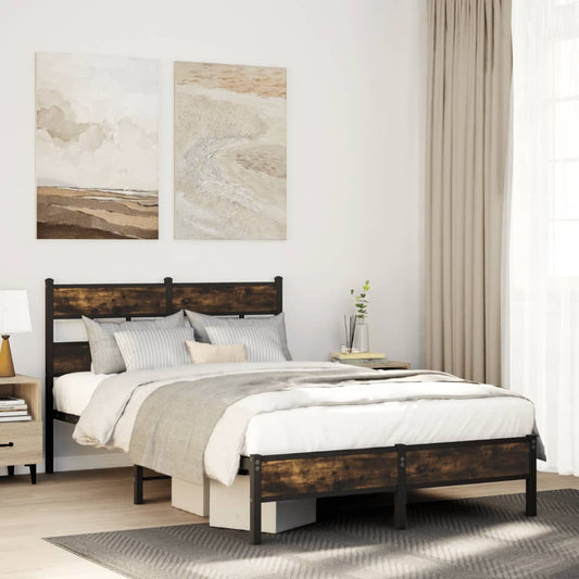 Bed Frame without Mattress with Headboard Sonoma Oak 120x190 cm Small Double