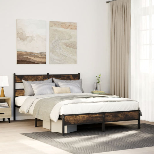 Bed Frame without Mattress with Headboard Sonoma Oak 137x190 cm