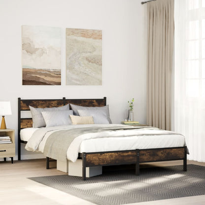 Bed Frame without Mattress with Headboard Sonoma Oak 140x200 cm