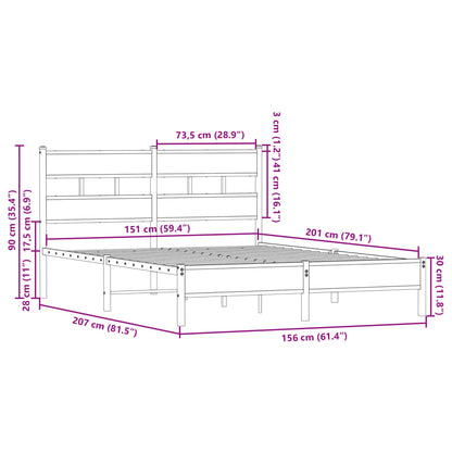 Bed Frame without Mattress with Headboard Sonoma Oak 150x200 cm King Size