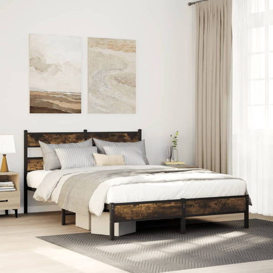 Bed Frame without Mattress with Headboard Sonoma Oak 150x200 cm King Size