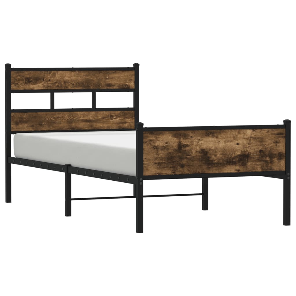 Bed Frame without Mattress Smoked Oak 75x190 cm Small Single Engineered Wood