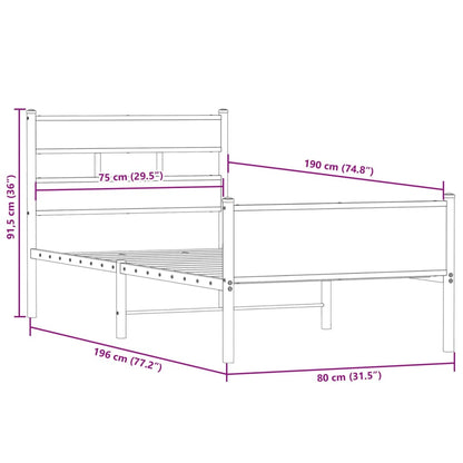 Bed Frame without Mattress Smoked Oak 75x190 cm Small Single Engineered Wood