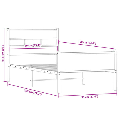 Bed Frame without Mattress Smoked Oak 90x190 cm Single Engineered Wood