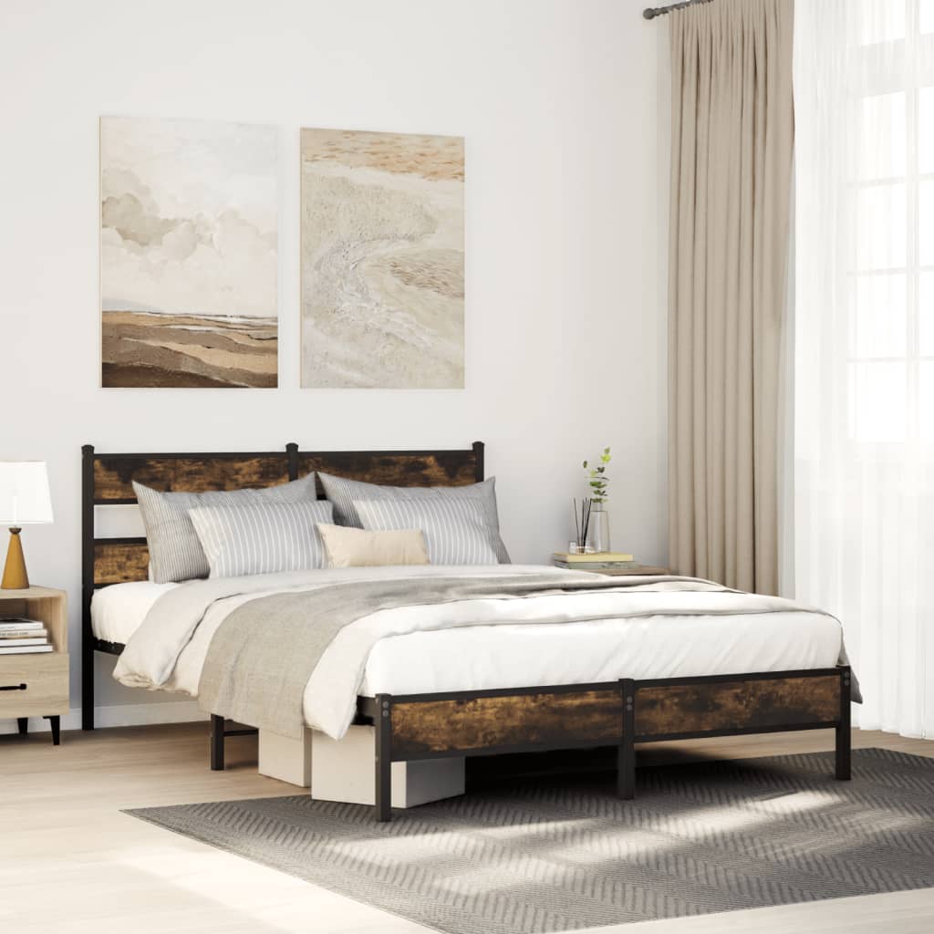 Bed Frame without Mattress Smoked Oak 90x190 cm Single Engineered Wood