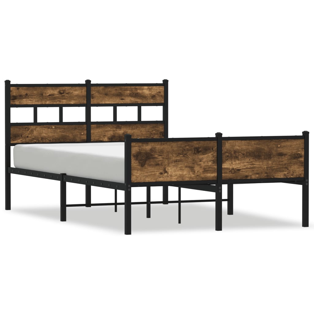 Bed Frame without Mattress Smoked Oak 120x190 cm Small Double Engineered Wood