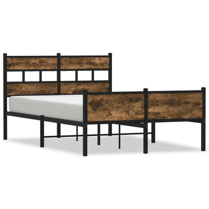 Bed Frame without Mattress Smoked Oak 120x190 cm Small Double Engineered Wood