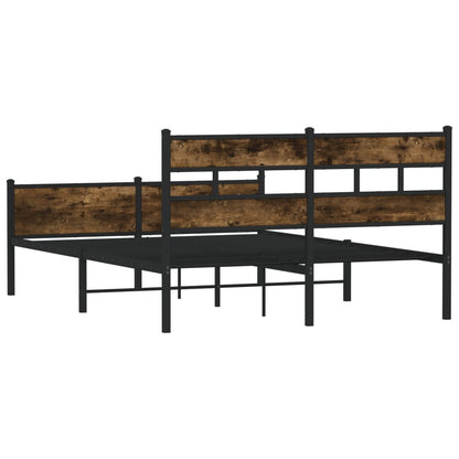 Bed Frame without Mattress Smoked Oak 137x190 cm Engineered Wood