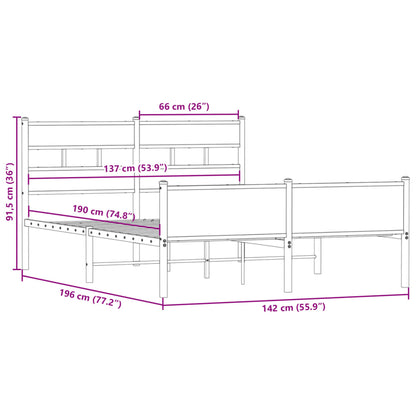 Bed Frame without Mattress Smoked Oak 137x190 cm Engineered Wood