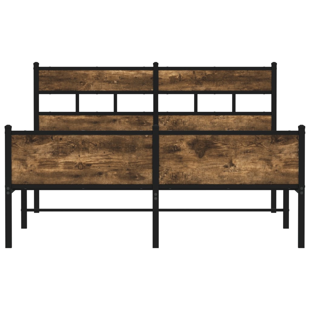 Bed Frame without Mattress Smoked Oak 140x190 cm Engineered Wood