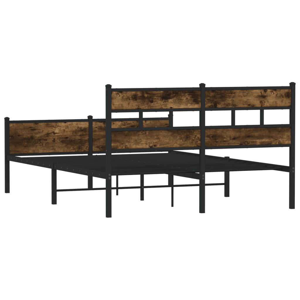 Bed Frame without Mattress Smoked Oak 140x190 cm Engineered Wood