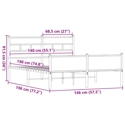 Bed Frame without Mattress Smoked Oak 140x190 cm Engineered Wood