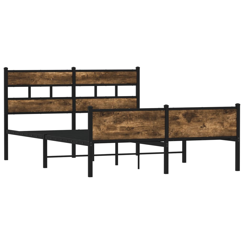 Bed Frame without Mattress Smoked Oak 150x200 cm King Size Engineered Wood