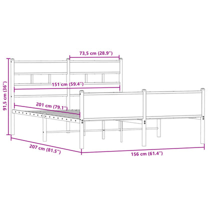 Bed Frame without Mattress Smoked Oak 150x200 cm King Size Engineered Wood