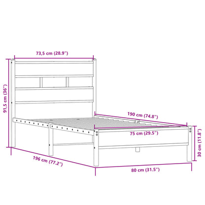 Bed Frame without Mattress Sonoma Oak 75x190 cm Small Single Engineered Wood