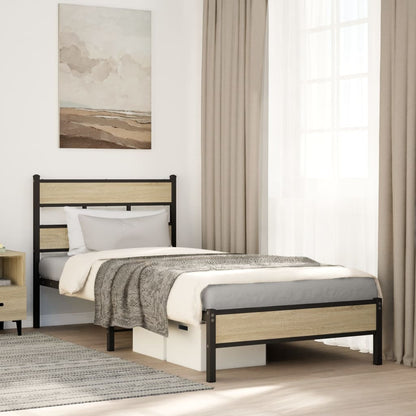 Bed Frame without Mattress Sonoma Oak 75x190 cm Small Single Engineered Wood