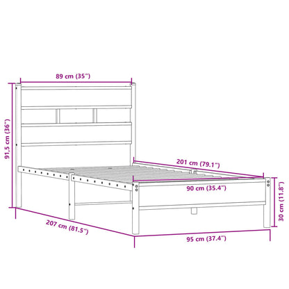 Bed Frame without Mattress Sonoma Oak 90x200 cm Engineered Wood