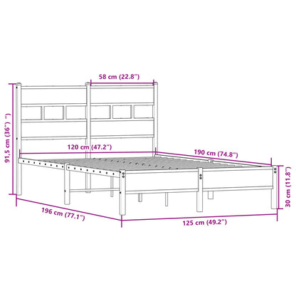 Bed Frame without Mattress Sonoma Oak 120x190 cm Small Double Engineered Wood