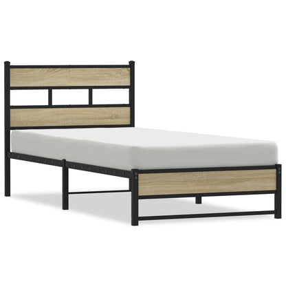 Metal Bed Frame without Mattress Sonoma Oak 90x190 cm Single