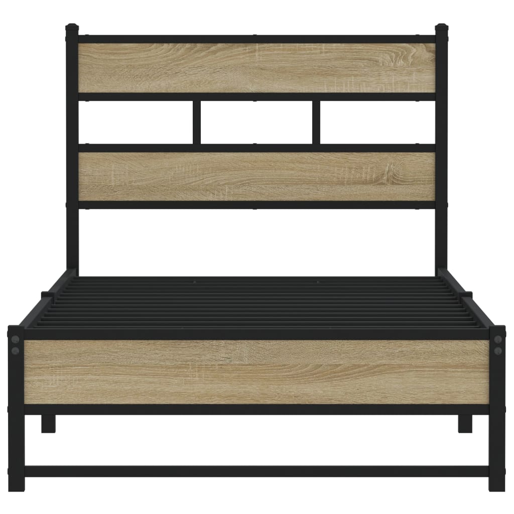 Metal Bed Frame without Mattress Sonoma Oak 90x190 cm Single