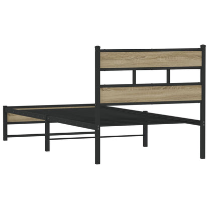 Metal Bed Frame without Mattress Sonoma Oak 90x190 cm Single